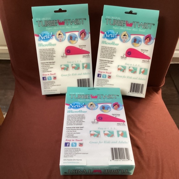 The Original Turbie Twist Hair Towel Bundle 3 packs NEW Super Absorbent - Picture 5 of 6
